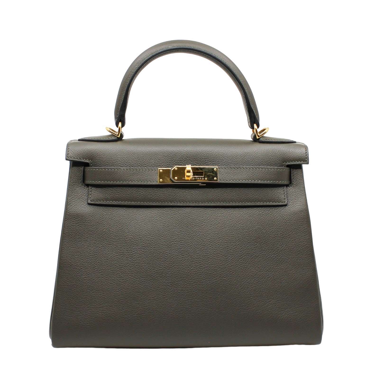 Hermes Kelly 28 Handbag M8 Gris Asphalt Togo GHW