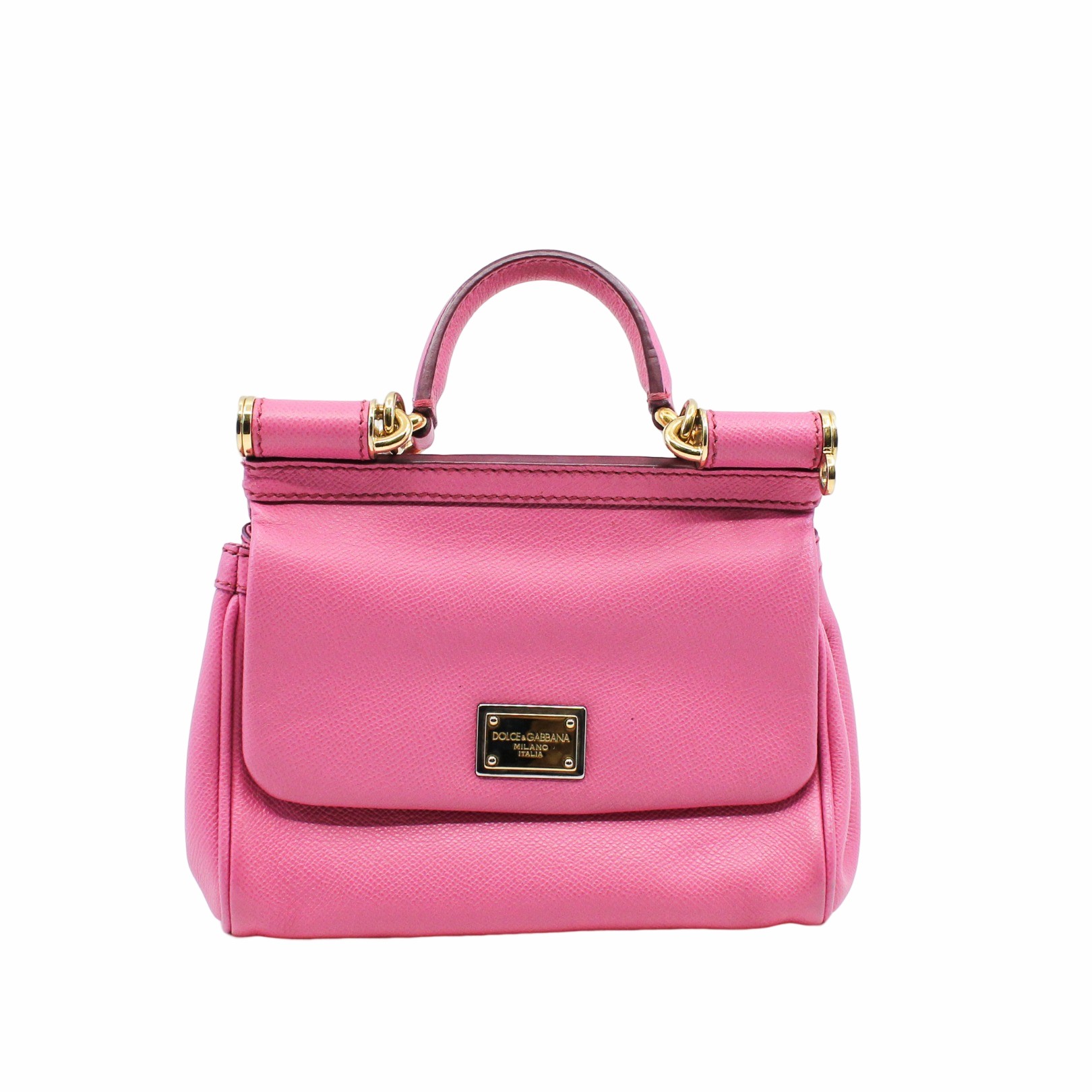 Dolce & Gabbana Mini Sicily Bag in Pink Dauphine Calfskin Leather