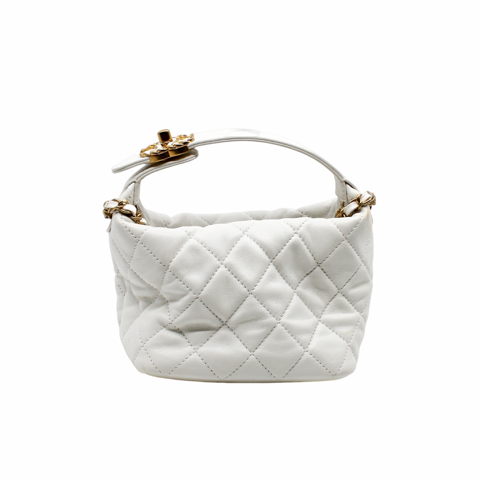 Chanel Perfect Meeting Hobo Quilted Lambskin Small White 21372135
